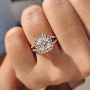 Cushion Cut Moissanite ring With Split Pave Setting