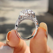 Art Deco Engagement Ring With Twisted Pave Band