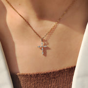 Round And Marquise Diamond Pendant In Sweden Cross Style