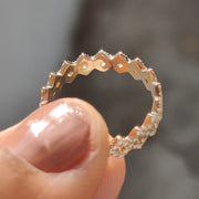 Round Cut Moissanite Wedding Band In Zig Zag Style