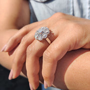Round Old European Cut Ring With Cluster Halo Style