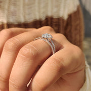Pear Cut Split Shank Diamond Ring With Cathedral Setting