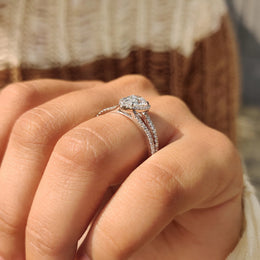 Pear Cut Split Shank Diamond Ring With Cathedral Setting