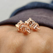 Round Old European Cut Stud Earrings In Screw Back