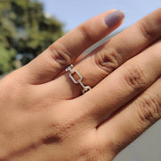 Eternity Wedding Band In Round Cut Paper Clip Link Setting