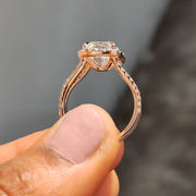 Cushion Cut Moissanite ring With Split Pave Setting