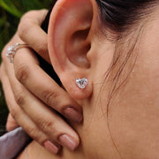 Heart Cut Moissanite Earrings Featuring Screw Back