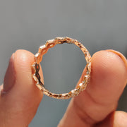 Round Cut Moissanite Wedding Band In Zig Zag Style